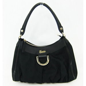 Gucci GG Canvas D-Ring Leather Handbag with Black